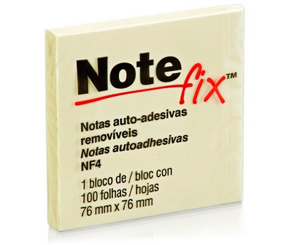 Bloco Adesivo 100 Folhas 76x76mm Amarelo 1 UN Notefix