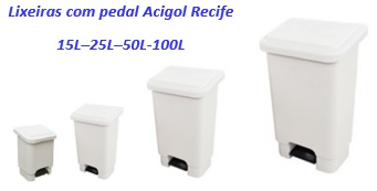 lixeiras com pedal Acigol 15l 25l 50l 100l