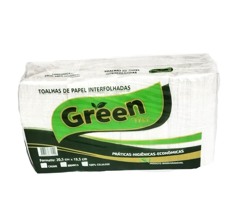 PAPEL TOALHA INTERFOLHA GREEN 100PC CELULOSE VIRGEM COM 1000 FLS SIMPLES 240523