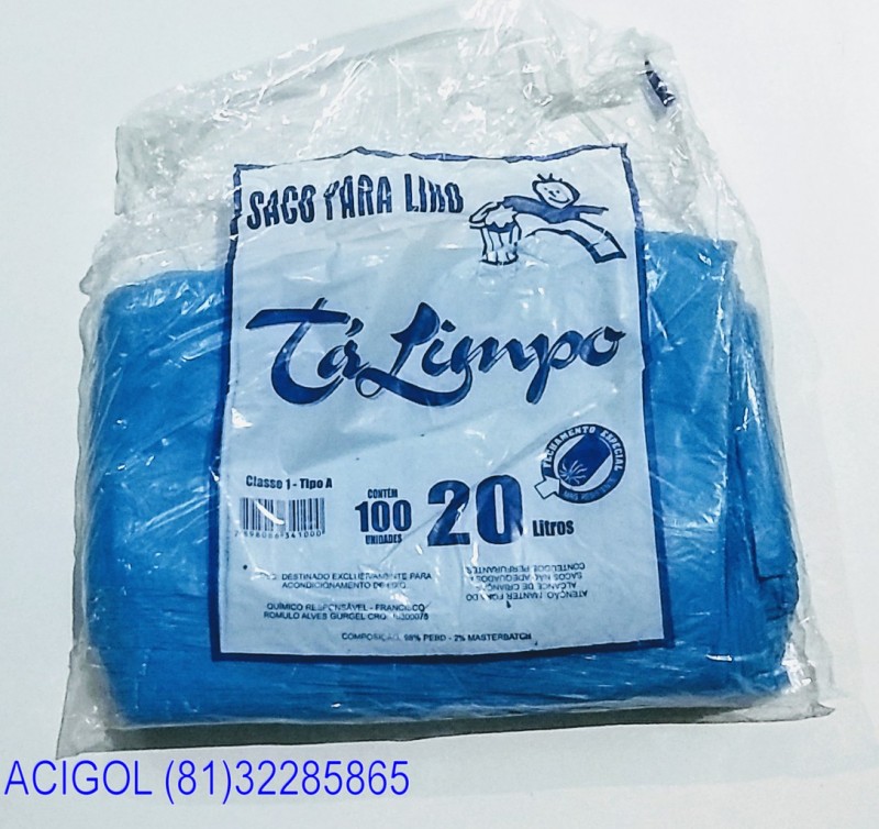 SACO DE LIXO TALIMPO PACOTE COM 100 SACOS 20 LITROS AZUL-ACIGOL 81 32285865-IMG_20180117_232048340