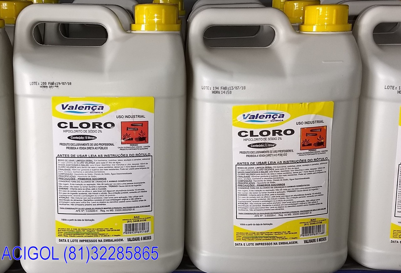 CLORO LIQUIDO COM 5 LITROS-ACIGOL RECIFE 8132285865-IMG_20180725_120407869