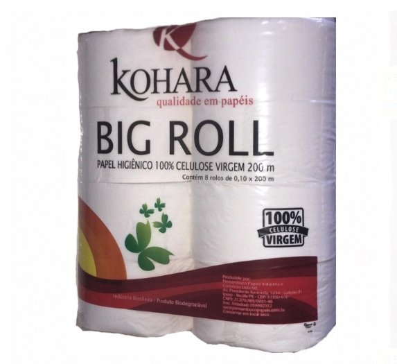 PAPEL HIGIENICO BIG ROLL CELULOSE VIRGEM HIDROSSOLUVEL 8X200M-ACIGOL RECIFE 81 32285865