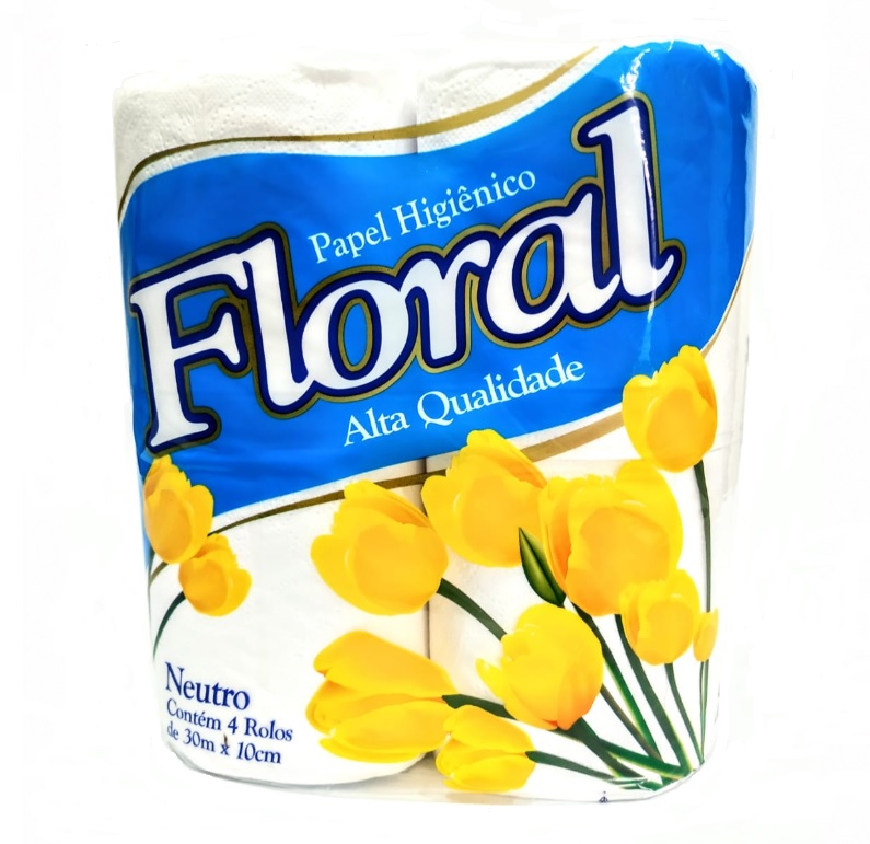 PAPEL HIGIENICO FLORAL COM 4 ROLOS DE 30 METROS FOLHAS SIMPLES SUAVES E MACIAS - ACIGOL 81 32285865