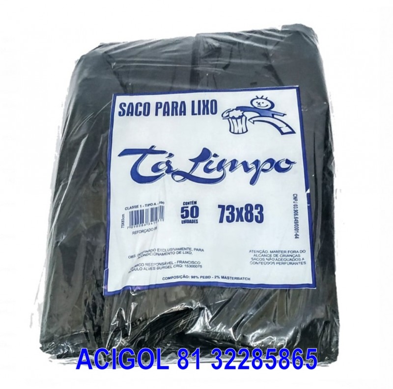 SACO I PARA LIXO TALIMPO PRETO CAPACIDADE 100 LITROS REFOÇADO COM 50-ACIGOL 81 32285865