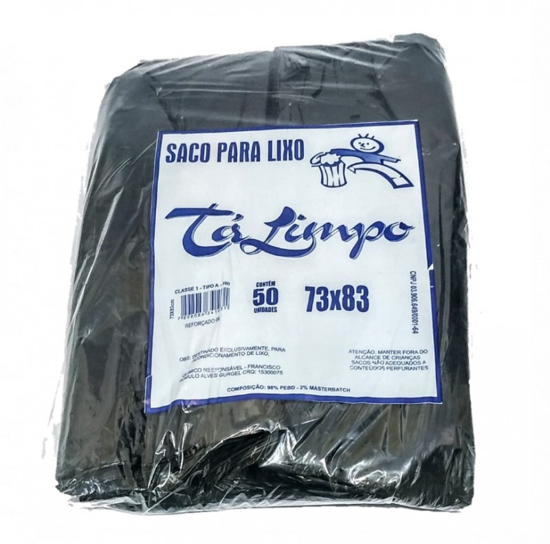 SACO PARA LIXO TALIMPO PRETO CAPACIDADE 100 LITROS REFOÇADO COM 50-ACIGOL 81 32285865