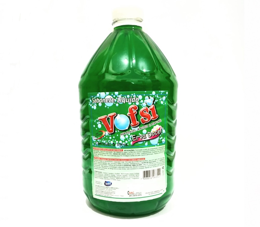 SABONETE LIQUIDO ERVA DOCE VERDE VOFSI COM 5 LITROS - ACIGOL 81 32285865