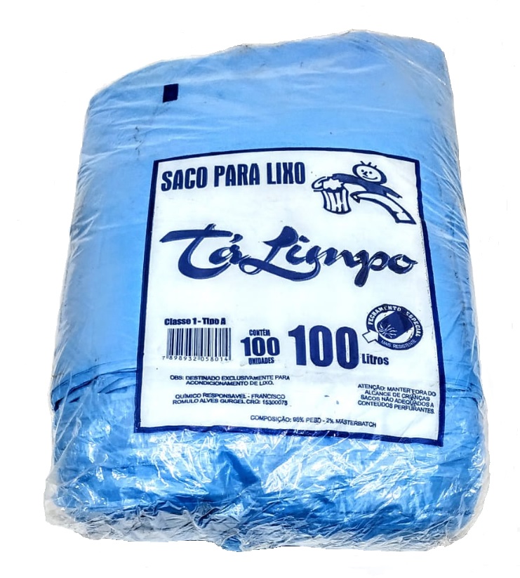 SACO PARA LIXO TALIMPO CAPACIDADE 100 LITROS AZUL - ACIGOL 8132285865