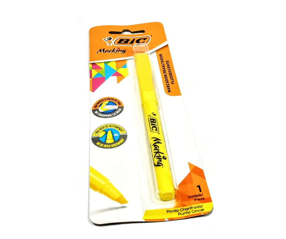 MARCA TEXTO BIC PONTA CHANFRADA AMARELO CARTELA COM 1 - ACIGOL 81 32285865