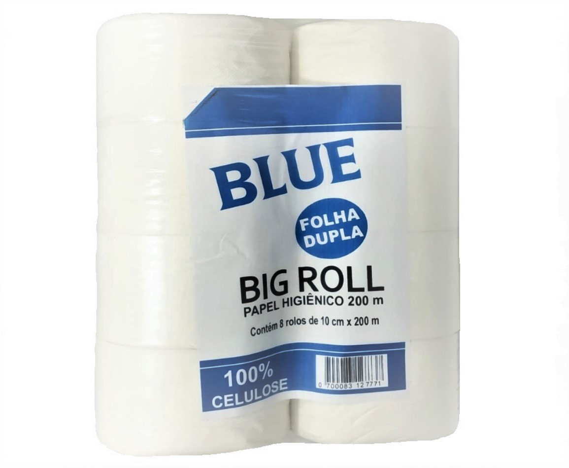 PAPEL HIGIENICO BIG ROLL BLUE FOLHAS DUPLAS FD COM 8X200M - ACIGOL 81 32285865