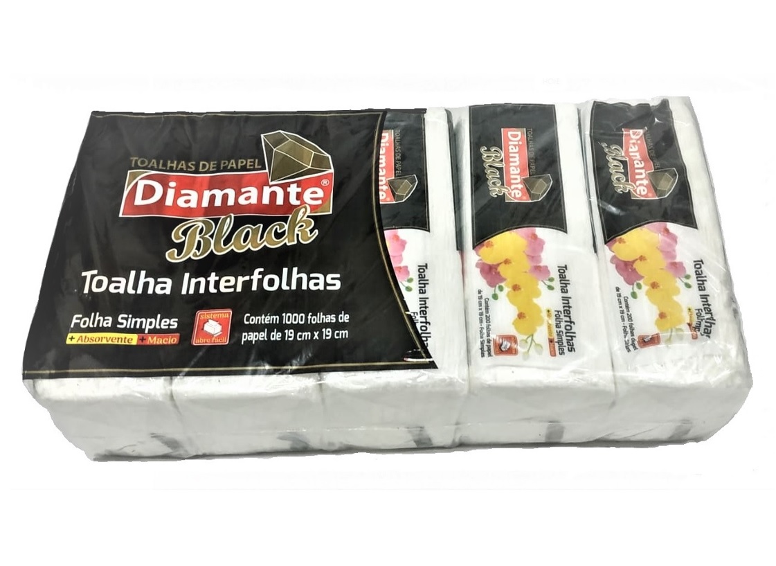 PAPEL TOALHA INTERFOLHA DIAMANTE BLACK 1000 FOLHAS CELULOSE BRANCO LUXO - ACIGOL 81 32285865