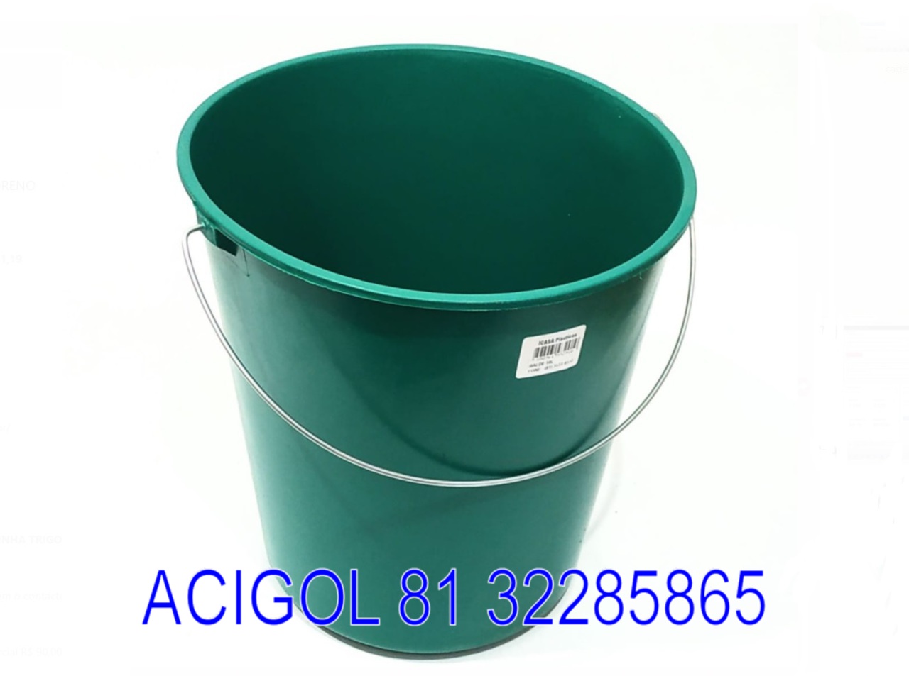BALDE PLASTICO 10 LITROS COM ARO METAL