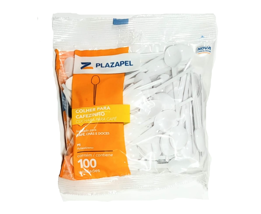COLHER PARA CAFE COR BRANCA PLAZAPEL PCTE COM 100 UNIDADES