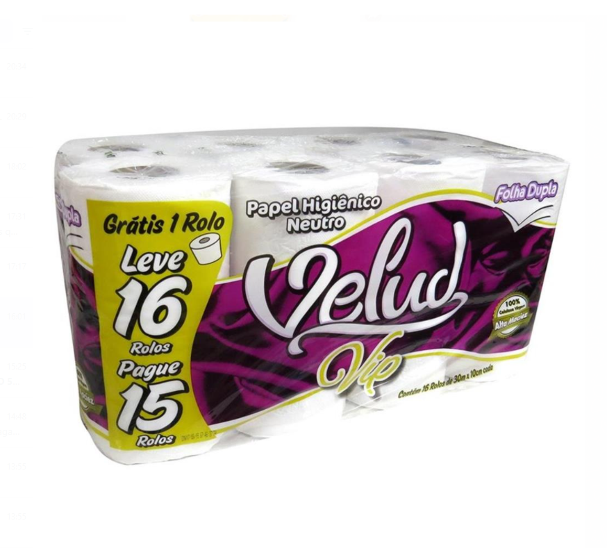 PAPEL HIGIENICO VELUD FOLHAS DUPLAS LEVE 16 PAGUE 15