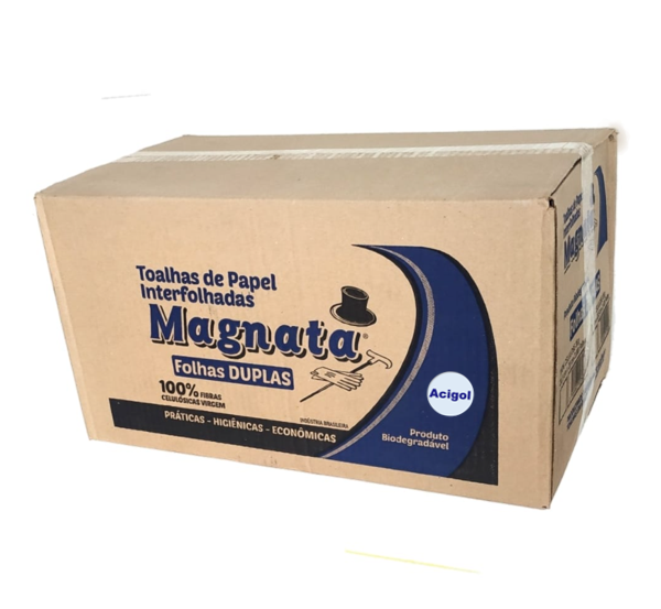 PAPEL TOALHA INTERFOLHA MAGNATA 100 FOLHAS DUPLAS DE LUXO SUAVES E MACIAS23 X 20,5 ACIGOL
