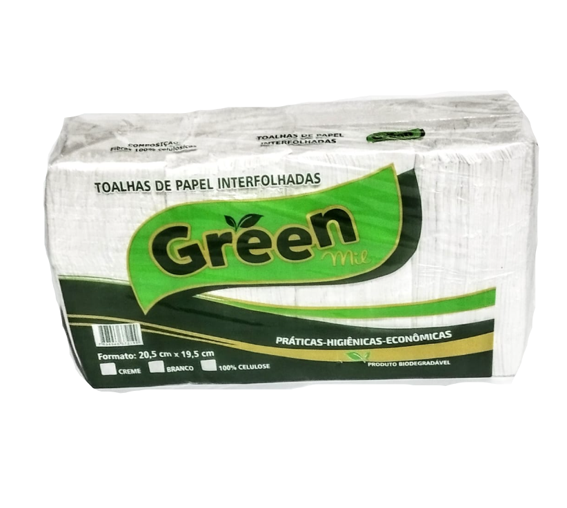 PAPEL TOALHA INTERFOLHA GREEN CELULOSE VIRGEM FARDO COM 1000 FOLHAS SIMPLES 1805232241