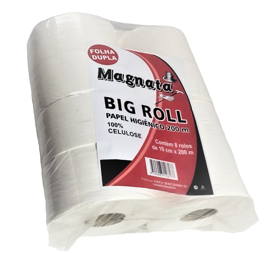 PAPEL HIGIENICO BIG ROLL MAGNATA FOLHAS DUPLAS DE LUXO FD COM 8 DE 200 METROS 110723
