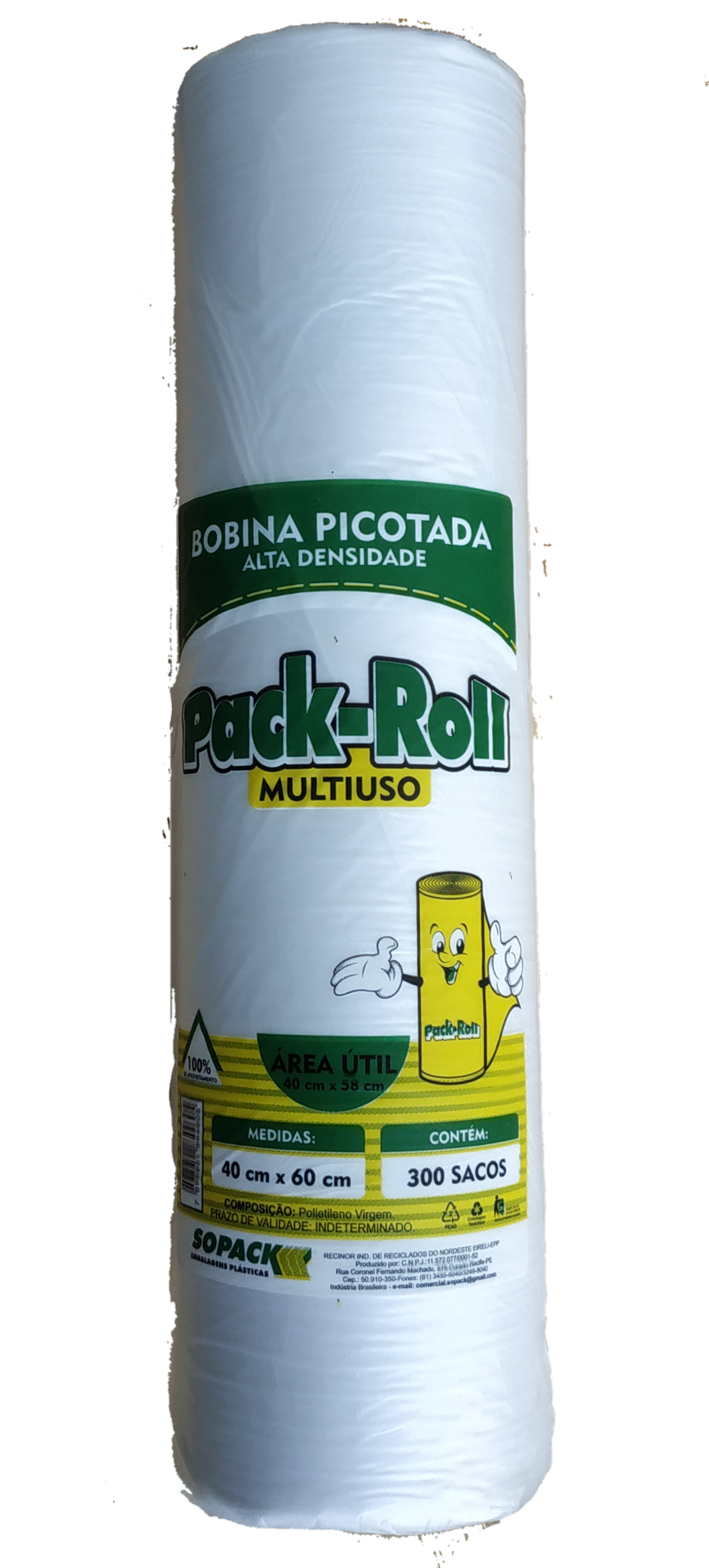 SACO PLASTICO EM ROLO COM 300 SACOS 40X60 CM 200923
