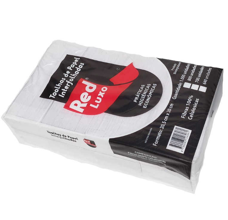 PAPEL TOALHA INTERFOLHA RED CELULOSE VIRGEM COM1000 FOLHAS SIMPLES