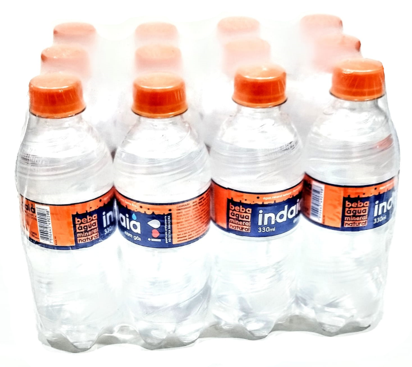 AGUA MINERAL NATURAL COM GAS INDAIA 330 ML FARDO COM 12 UNIDADES 180524