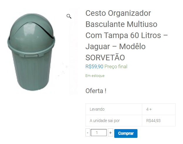 cesto organizador modelo sorvetão