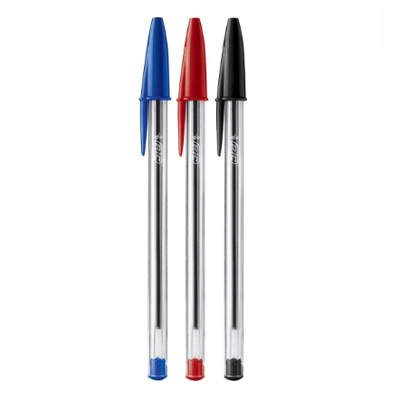 CANETAS BIC AZUL, VERMELHA E PRETA