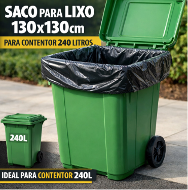 SACO PRETO PARA LIXO 130X130 CM IDEAL PARA CONTENTORES DE 240 LITROS 060726